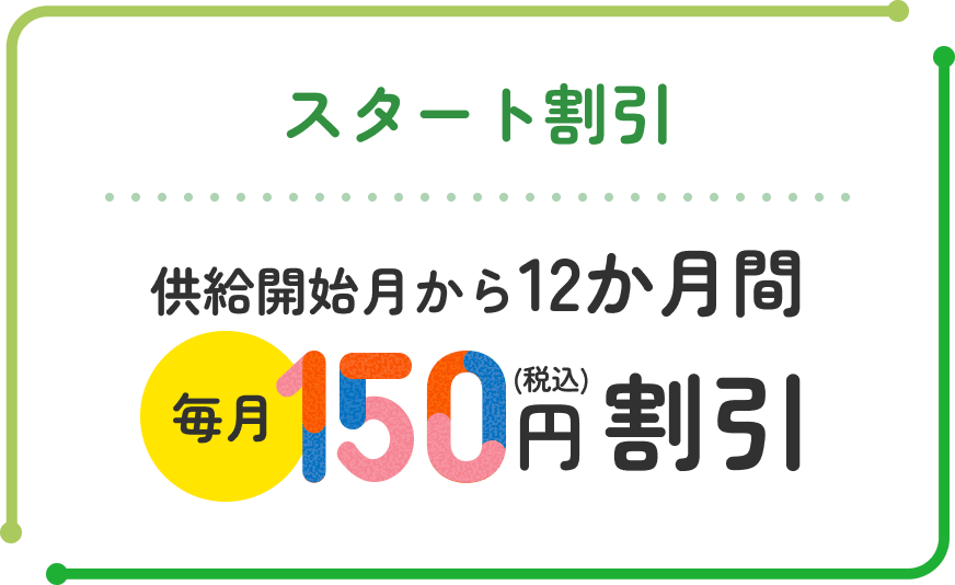 スタート割引 供給開始月から12か月間 毎月150円割引